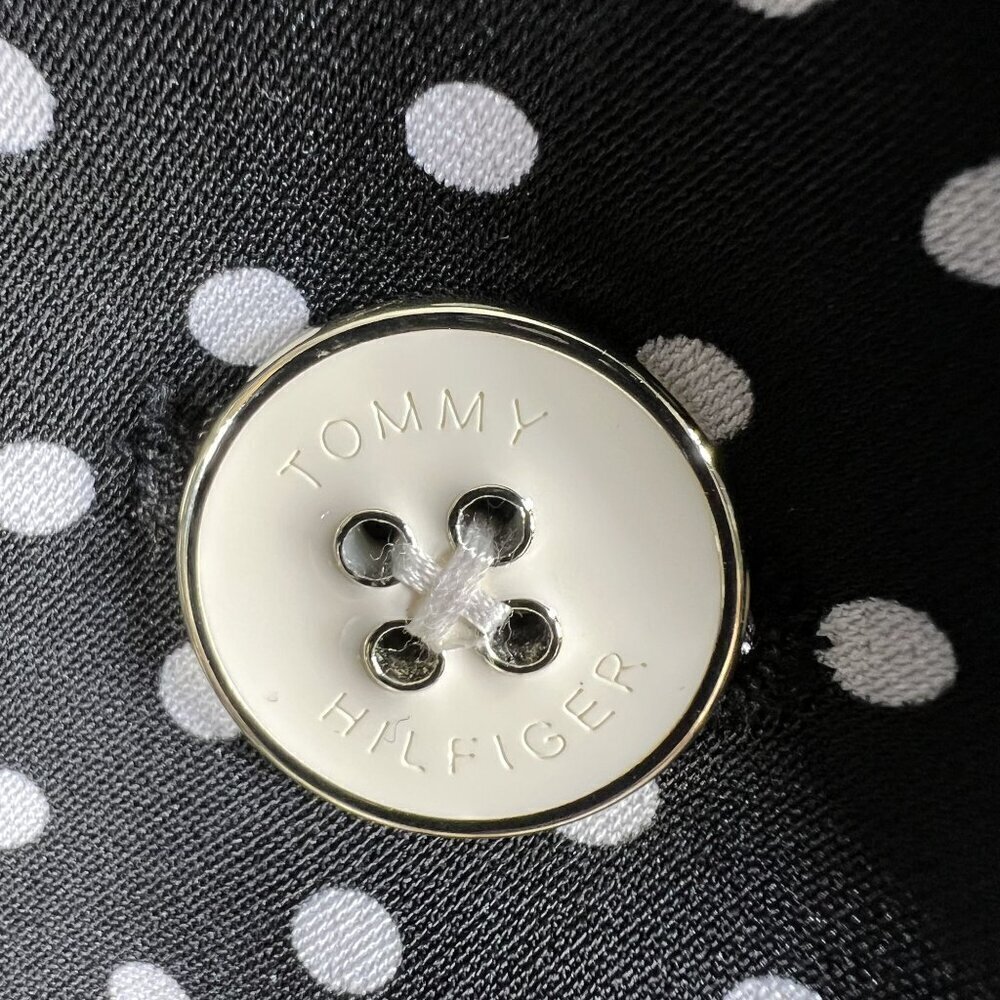 Tommy Hilfiger NEW Womens 4 Polka Dot Black White Logo Pin Blazer Career Wear - Picture 12 of 16